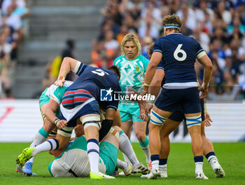 2023-09-10 - Grant Gilchrist of Scotland has his shorts pulled down during the World Cup 2023, Pool B rugby union match between South Africa and Scotland on September 10, 2023 at Velodrome stadium in Marseille, France - RUGBY - WORLD CUP 2023 - SOUTH AFRICA V SCOTLAND - WORLD CUP - RUGBY