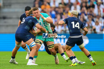 2023-09-10 - Jasper Wiese of South Africa charges at Jamie Ritchie and Darcy Graham of Scotland during the World Cup 2023, Pool B rugby union match between South Africa and Scotland on September 10, 2023 at Velodrome stadium in Marseille, France - RUGBY - WORLD CUP 2023 - SOUTH AFRICA V SCOTLAND - WORLD CUP - RUGBY