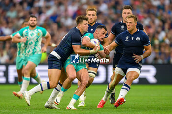 2023-09-10 - Jesse Kriel of South Africa is tackled by Huw Jones of Scotland during the World Cup 2023, Pool B rugby union match between South Africa and Scotland on September 10, 2023 at Velodrome stadium in Marseille, France - RUGBY - WORLD CUP 2023 - SOUTH AFRICA V SCOTLAND - WORLD CUP - RUGBY