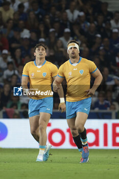 2023-09-14 - Baltazar Amaya, Andres Vilaseca of Uruguay during the World Cup 2023, Pool A rugby union match between France and Uruguay on September 14, 2023 at Pierre Mauroy stadium in Villeneuve-d'Ascq near Lille, France - RUGBY - WORLD CUP 2023 - FRANCE V URUGUAY - WORLD CUP - RUGBY