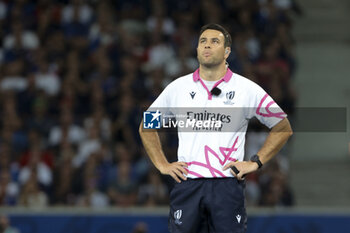 2023-09-14 - Referee Ben O'Keeffe of New Zealand during the World Cup 2023, Pool A rugby union match between France and Uruguay on September 14, 2023 at Pierre Mauroy stadium in Villeneuve-d'Ascq near Lille, France - RUGBY - WORLD CUP 2023 - FRANCE V URUGUAY - WORLD CUP - RUGBY