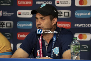 2023-09-14 - Coach of Uruguay Esteban Meneses during the press conference following the World Cup 2023, Pool A rugby union match between France and Uruguay on September 14, 2023 at Pierre Mauroy stadium in Villeneuve-d'Ascq near Lille, France - RUGBY - WORLD CUP 2023 - FRANCE V URUGUAY - WORLD CUP - RUGBY