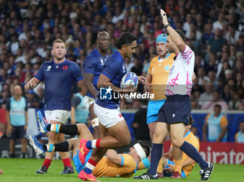 2023-09-14 - Yoram MOEFANA of France during the World Cup 2023, Pool A rugby union match between France and Uruguay on September 14, 2023 at Pierre Mauroy stadium in Villeneuve-d'Ascq near Lille, France - RUGBY - WORLD CUP 2023 - FRANCE V URUGUAY - WORLD CUP - RUGBY