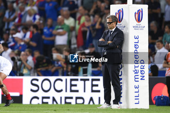 2023-09-14 - Coach Fabien Galthie during the Rugby union World Cup RWC 2023, Pool A match between France and Uruguay at Stade Pierre Mauroy on September 14, 2023 in Lille, France. Photo Victor Joly / DPPI - RUGBY - WORLD CUP 2023 - FRANCE V URUGUAY - WORLD CUP - RUGBY