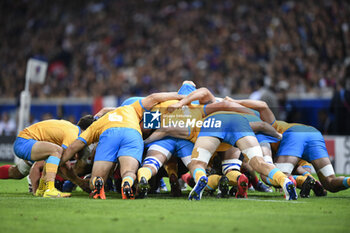 2023-09-14 - Santiago Arata with a scrum uring the Rugby union World Cup RWC 2023, Pool A match between France and Uruguay at Stade Pierre Mauroy on September 14, 2023 in Lille, France. Photo Victor Joly / DPPI - RUGBY - WORLD CUP 2023 - FRANCE V URUGUAY - WORLD CUP - RUGBY
