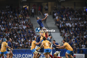 2023-09-14 - Cameron Woki during a touch during the Rugby union World Cup RWC 2023, Pool A match between France and Uruguay at Stade Pierre Mauroy on September 14, 2023 in Lille, France. Photo Victor Joly / DPPI - RUGBY - WORLD CUP 2023 - FRANCE V URUGUAY - WORLD CUP - RUGBY