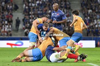 2023-09-14 - Pierre Bourgarit and Sekou Macalou during the Rugby union World Cup RWC 2023, Pool A match between France and Uruguay at Stade Pierre Mauroy on September 14, 2023 in Lille, France. Photo Victor Joly / DPPI - RUGBY - WORLD CUP 2023 - FRANCE V URUGUAY - WORLD CUP - RUGBY