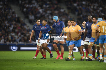2023-09-14 - Sipili Falatea and Bastien Chalureau during the Rugby union World Cup RWC 2023, Pool A match between France and Uruguay at Stade Pierre Mauroy on September 14, 2023 in Lille, France. Photo Victor Joly / DPPI - RUGBY - WORLD CUP 2023 - FRANCE V URUGUAY - WORLD CUP - RUGBY