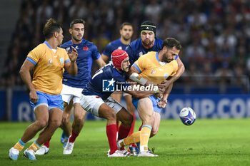 2023-09-14 - Felipe Berchesi and Gabin Villiere during the Rugby union World Cup RWC 2023, Pool A match between France and Uruguay at Stade Pierre Mauroy on September 14, 2023 in Lille, France. Photo Victor Joly / DPPI - RUGBY - WORLD CUP 2023 - FRANCE V URUGUAY - WORLD CUP - RUGBY