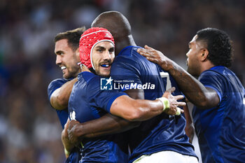 2023-09-14 - Sekou Macalou Gabin Villiere and Melvyn Jaminet during the Rugby union World Cup RWC 2023, Pool A match between France and Uruguay at Stade Pierre Mauroy on September 14, 2023 in Lille, France. Photo Victor Joly / DPPI - RUGBY - WORLD CUP 2023 - FRANCE V URUGUAY - WORLD CUP - RUGBY
