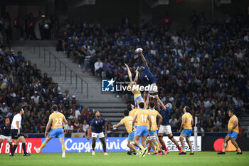2023-09-14 - Touch illustration during the Rugby union World Cup RWC 2023, Pool A match between France and Uruguay at Stade Pierre Mauroy on September 14, 2023 in Lille, France. Photo Victor Joly / DPPI - RUGBY - WORLD CUP 2023 - FRANCE V URUGUAY - WORLD CUP - RUGBY