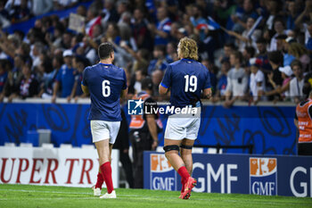 2023-09-14 - Paul Boudehent and Bastien Chalureau during the Rugby union World Cup RWC 2023, Pool A match between France and Uruguay at Stade Pierre Mauroy on September 14, 2023 in Lille, France. - RUGBY - WORLD CUP 2023 - FRANCE V URUGUAY - WORLD CUP - RUGBY
