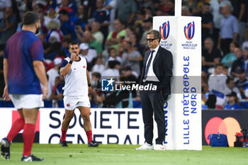 2023-09-14 - Coach Fabien Galthie during the Rugby union World Cup RWC 2023, Pool A match between France and Uruguay at Stade Pierre Mauroy on September 14, 2023 in Lille, France. - RUGBY - WORLD CUP 2023 - FRANCE V URUGUAY - WORLD CUP - RUGBY