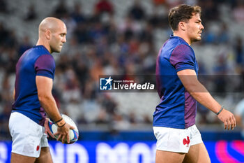 2023-09-14 - Maxime LUCU of France and Antoine DUPONT of France during the World Cup 2023, Pool A rugby union match between France and Uruguay on September 14, 2023 at Pierre Mauroy stadium in Villeneuve-d'Ascq near Lille, France - RUGBY - WORLD CUP 2023 - FRANCE V URUGUAY - WORLD CUP - RUGBY