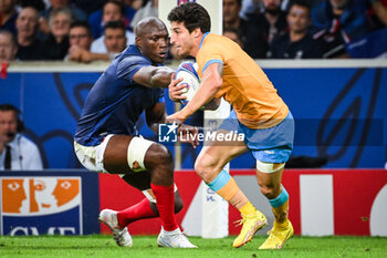 2023-09-14 - Sekou MACALOU of France and Santiago ARATA of Uruguay during the World Cup 2023, Pool A rugby union match between France and Uruguay on September 14, 2023 at Pierre Mauroy stadium in Villeneuve-d'Ascq near Lille, France - RUGBY - WORLD CUP 2023 - FRANCE V URUGUAY - WORLD CUP - RUGBY