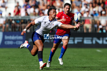 2023-09-16 - Ulupano Junior Seuteni of Samao catch the ball during the Rugby World Cup France 2023 match between Samoa and Chile at Stade de Bordeaux on September 16, 2023 in Bordeaux, France. Photo by Hans van der Valk/ Orange Pictures / DPPI - RUGBY - WORLD CUP 2023 - SAMOA V CHILE - WORLD CUP - RUGBY