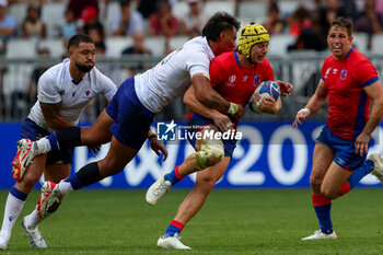 2023-09-16 - Matias Garafulic of Chile carries the ball during the Rugby World Cup France 2023 match between Samoa and Chile at Stade de Bordeaux on September 16, 2023 in Bordeaux, France. Photo by Hans van der Valk/ Orange Pictures / DPPI - RUGBY - WORLD CUP 2023 - SAMOA V CHILE - WORLD CUP - RUGBY