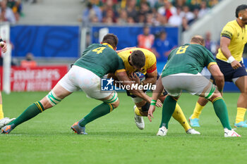 2023-09-17 - Vlad Neculau of Romania is tackled by Jean Kleyn of South Africa during the Rugby World Cup France 2023 match between South Africa and Romania at Stade de Bordeaux on September 17, 2023 in Bordeaux, France. Photo Hans van der Valk /Orange Pictures / Dppi - RUGBY - WORLD CUP 2023 - SOUTH AFRICA V ROMANIA - WORLD CUP - RUGBY