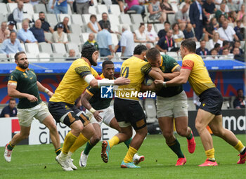 2023-09-17 - Cobus REINACH , André ESTERHUIZEN and Grant WILLIAMSof South Africa during the World Cup 2023, Pool B rugby union match between SOUTH AFRICA and ROUMANIA on September 17, 2023 at Matmut Atlantique in Bordeaux , France - RUGBY - WORLD CUP 2023 - SOUTH AFRICA V ROMANIA - WORLD CUP - RUGBY
