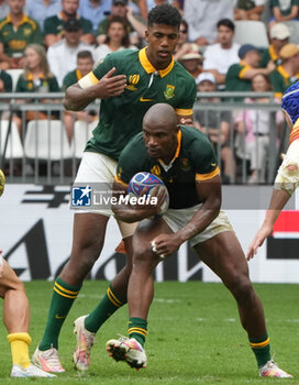 2023-09-17 - Grant WILLIAMS and Makazole MAPIMPI of South Africa during the World Cup 2023, Pool B rugby union match between SOUTH AFRICA and ROUMANIA on September 17, 2023 at Matmut Atlantique in Bordeaux , France - RUGBY - WORLD CUP 2023 - SOUTH AFRICA V ROMANIA - WORLD CUP - RUGBY