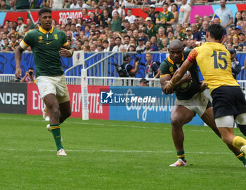 2023-09-17 - Grant WILLIAMS and Makazole MAPIMPI of South Africa during the World Cup 2023, Pool B rugby union match between SOUTH AFRICA and ROUMANIA on September 17, 2023 at Matmut Atlantique in Bordeaux , France - RUGBY - WORLD CUP 2023 - SOUTH AFRICA V ROMANIA - WORLD CUP - RUGBY