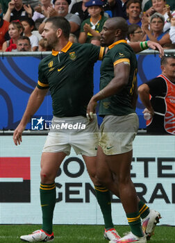 2023-09-17 - Celebration TRY Makazole MAPIMPI of South Africa during the World Cup 2023, Pool B rugby union match between SOUTH AFRICA and ROUMANIA on September 17, 2023 at Matmut Atlantique in Bordeaux , France - RUGBY - WORLD CUP 2023 - SOUTH AFRICA V ROMANIA - WORLD CUP - RUGBY