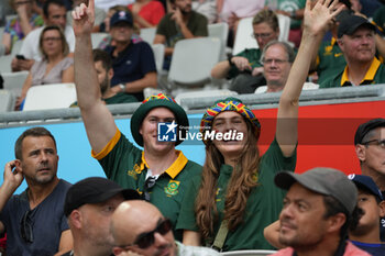 2023-09-17 - Supporters South Africa during the World Cup 2023, Pool B rugby union match between SOUTH AFRICA and ROUMANIA on September 17, 2023 at Matmut Atlantique in Bordeaux , France - RUGBY - WORLD CUP 2023 - SOUTH AFRICA V ROMANIA - WORLD CUP - RUGBY