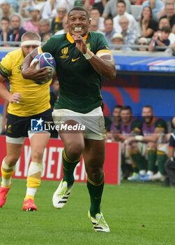 2023-09-17 - TRY Damian WILLEMSE of South Africa during the World Cup 2023, Pool B rugby union match between SOUTH AFRICA and ROUMANIA on September 17, 2023 at Matmut Atlantique in Bordeaux , France - RUGBY - WORLD CUP 2023 - SOUTH AFRICA V ROMANIA - WORLD CUP - RUGBY