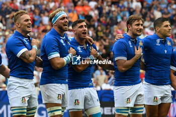 2023-09-20 - italian players during the national anthem - ITALY VS URUGUAY - WORLD CUP - RUGBY