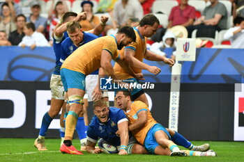 2023-09-20 - lorenzo cannone (italy) scores a try - ITALY VS URUGUAY - WORLD CUP - RUGBY