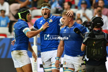 2023-09-20 - italy celebrate the try - ITALY VS URUGUAY - WORLD CUP - RUGBY