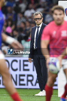 2023-09-21 - French coach Fabien Galthie and Antoine Dupont during the Rugby union World Cup XV RWC Pool A match between France and Namibia at Stade Velodrome, Marseille, France on September 21, 2023. Photo Victor Joly / DPPI - RUGBY - WORLD CUP 2023 - FRANCE V NAMIBIA - WORLD CUP - RUGBY
