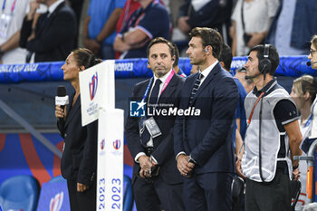 2023-09-21 - Cedric Beaudou and Vincent Clerc during the Rugby union World Cup XV RWC Pool A match between France and Namibia at Stade Velodrome, Marseille, France on September 21, 2023. Photo Victor Joly / DPPI - RUGBY - WORLD CUP 2023 - FRANCE V NAMIBIA - WORLD CUP - RUGBY