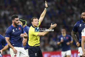 2023-09-21 - International referee Matthew Carley during the Rugby union World Cup RWC 2023, Pool A match between France and Namibia at Stade Velodrome, Marseille, France on September 21, 2023. Photo Victor Joly / DPPI - RUGBY - WORLD CUP 2023 - FRANCE V NAMIBIA - WORLD CUP - RUGBY