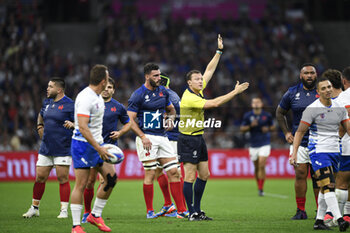 2023-09-21 - International referee Matthew Carley during the Rugby union World Cup RWC 2023, Pool A match between France and Namibia at Stade Velodrome, Marseille, France on September 21, 2023. Photo Victor Joly / DPPI - RUGBY - WORLD CUP 2023 - FRANCE V NAMIBIA - WORLD CUP - RUGBY