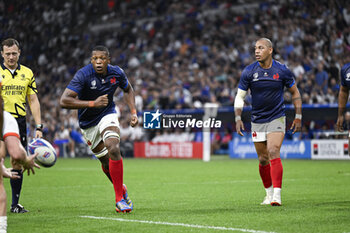 2023-09-21 - Camron Woki and Gael Fickou during the Rugby union World Cup RWC 2023, Pool A match between France and Namibia at Stade Velodrome, Marseille, France on September 21, 2023. Photo Victor Joly / DPPI - RUGBY - WORLD CUP 2023 - FRANCE V NAMIBIA - WORLD CUP - RUGBY