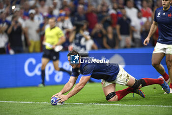 2023-09-21 - Anthony Jelonch scores a try during the Rugby union World Cup XV RWC Pool A match between France and Namibia at Stade Velodrome, Marseille, France on September 21, 2023. Photo Victor Joly / DPPI - RUGBY - WORLD CUP 2023 - FRANCE V NAMIBIA - WORLD CUP - RUGBY