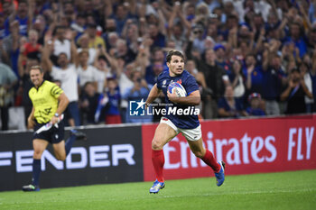 2023-09-21 - Antoine Dupont scores a try during the Rugby union World Cup RWC 2023, Pool A match between France and Namibia at Stade Velodrome, Marseille, France on September 21, 2023. Photo Victor Joly / DPPI - RUGBY - WORLD CUP 2023 - FRANCE V NAMIBIA - WORLD CUP - RUGBY