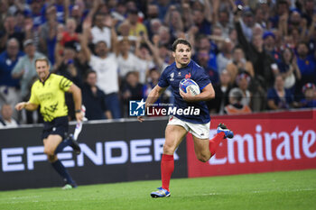2023-09-21 - Antoine Dupont scores a try during the Rugby union World Cup RWC 2023, Pool A match between France and Namibia at Stade Velodrome, Marseille, France on September 21, 2023. Photo Victor Joly / DPPI - RUGBY - WORLD CUP 2023 - FRANCE V NAMIBIA - WORLD CUP - RUGBY