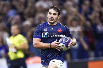 2023-09-21 - Antoine Dupont scoring a try during the Rugby union World Cup XV RWC Pool A match between France and Namibia at Stade Velodrome, Marseille, France on September 21, 2023. Photo Victor Joly / DPPI - RUGBY - WORLD CUP 2023 - FRANCE V NAMIBIA - WORLD CUP - RUGBY