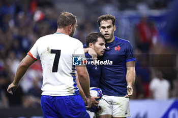 2023-09-21 - Antoine Dupont and Damian Penaud during the Rugby union World Cup XV RWC Pool A match between France and Namibia at Stade Velodrome, Marseille, France on September 21, 2023. Photo Victor Joly / DPPI - RUGBY - WORLD CUP 2023 - FRANCE V NAMIBIA - WORLD CUP - RUGBY