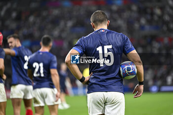 2023-09-21 - Illustration with French player Thomas Ramos from back during the Rugby union World Cup RWC 2023, Pool A match between France and Namibia at Stade Velodrome, Marseille, France on September 21, 2023. Photo Victor Joly / DPPI - RUGBY - WORLD CUP 2023 - FRANCE V NAMIBIA - WORLD CUP - RUGBY
