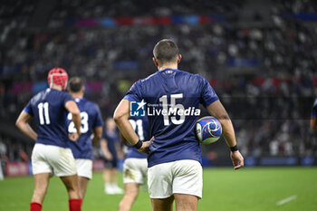 2023-09-21 - Illustration with French player Thomas Ramos from back during the Rugby union World Cup RWC 2023, Pool A match between France and Namibia at Stade Velodrome, Marseille, France on September 21, 2023. Photo Victor Joly / DPPI - RUGBY - WORLD CUP 2023 - FRANCE V NAMIBIA - WORLD CUP - RUGBY