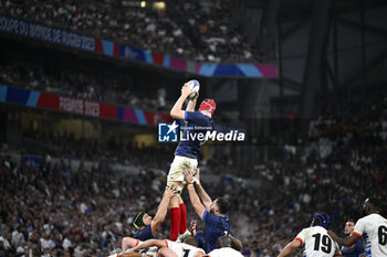 2023-09-21 - Thibaud Flament during a tocuh during the Rugby union World Cup RWC 2023, Pool A match between France and Namibia at Stade Velodrome, Marseille, France on September 21, 2023. Photo Victor Joly / DPPI - RUGBY - WORLD CUP 2023 - FRANCE V NAMIBIA - WORLD CUP - RUGBY