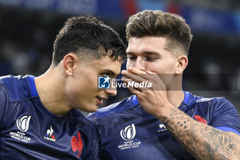 2023-09-21 - Matthieu Jalibert and Louis Bielle-Biarrey during the Rugby union World Cup RWC 2023, Pool A match between France and Namibia at Stade Velodrome, Marseille, France on September 21, 2023. Photo Victor Joly / DPPI - RUGBY - WORLD CUP 2023 - FRANCE V NAMIBIA - WORLD CUP - RUGBY