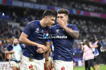 2023-09-21 - Matthieu Jalibert and Louis Bielle-Biarrey during the Rugby union World Cup RWC 2023, Pool A match between France and Namibia at Stade Velodrome, Marseille, France on September 21, 2023. Photo Victor Joly / DPPI - RUGBY - WORLD CUP 2023 - FRANCE V NAMIBIA - WORLD CUP - RUGBY
