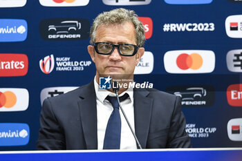 2023-09-21 - French coach Fabien Galthie during a press conference during the Rugby union World Cup RWC 2023, Pool A match between France and Namibia at Stade Velodrome, Marseille, France on September 21, 2023. Photo Victor Joly / DPPI - RUGBY - WORLD CUP 2023 - FRANCE V NAMIBIA - WORLD CUP - RUGBY