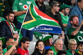 2023-09-23 - Illustration of the official flag of South Africa during the World Cup 2023, Pool B rugby union match between South Africa and Ireland on September 23, 2023 at Stade de France in Saint-Denis near Paris, France - RUGBY - WORLD CUP 2023 - SOUTH AFRICA V IRELAND - WORLD CUP - RUGBY