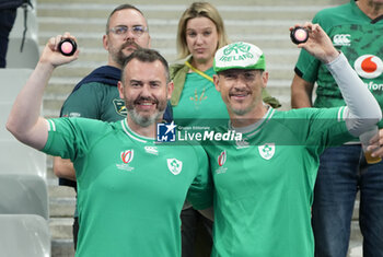 2023-09-23 - Supporters of Ireland during the World Cup 2023, Pool B rugby union match between South Africa and Ireland on September 23, 2023 at Stade de France in Saint-Denis near Paris, France - RUGBY - WORLD CUP 2023 - SOUTH AFRICA V IRELAND - WORLD CUP - RUGBY