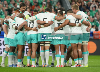 2023-09-23 - Team South Africa during the World Cup 2023, Pool B rugby union match between South Africa and Ireland on September 23, 2023 at Stade de France in Saint-Denis near Paris, France - RUGBY - WORLD CUP 2023 - SOUTH AFRICA V IRELAND - WORLD CUP - RUGBY